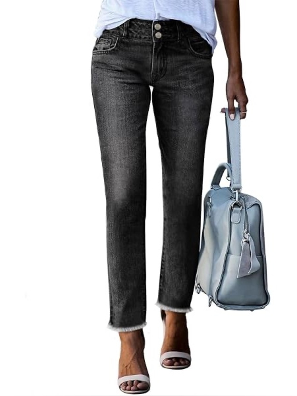 Flying Monkey Slim Kick Flare Charcoal High Rise Jeans With Raw Hem Size 31
